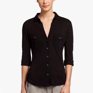 James Perse Sheer Slub Side Panel Shirt